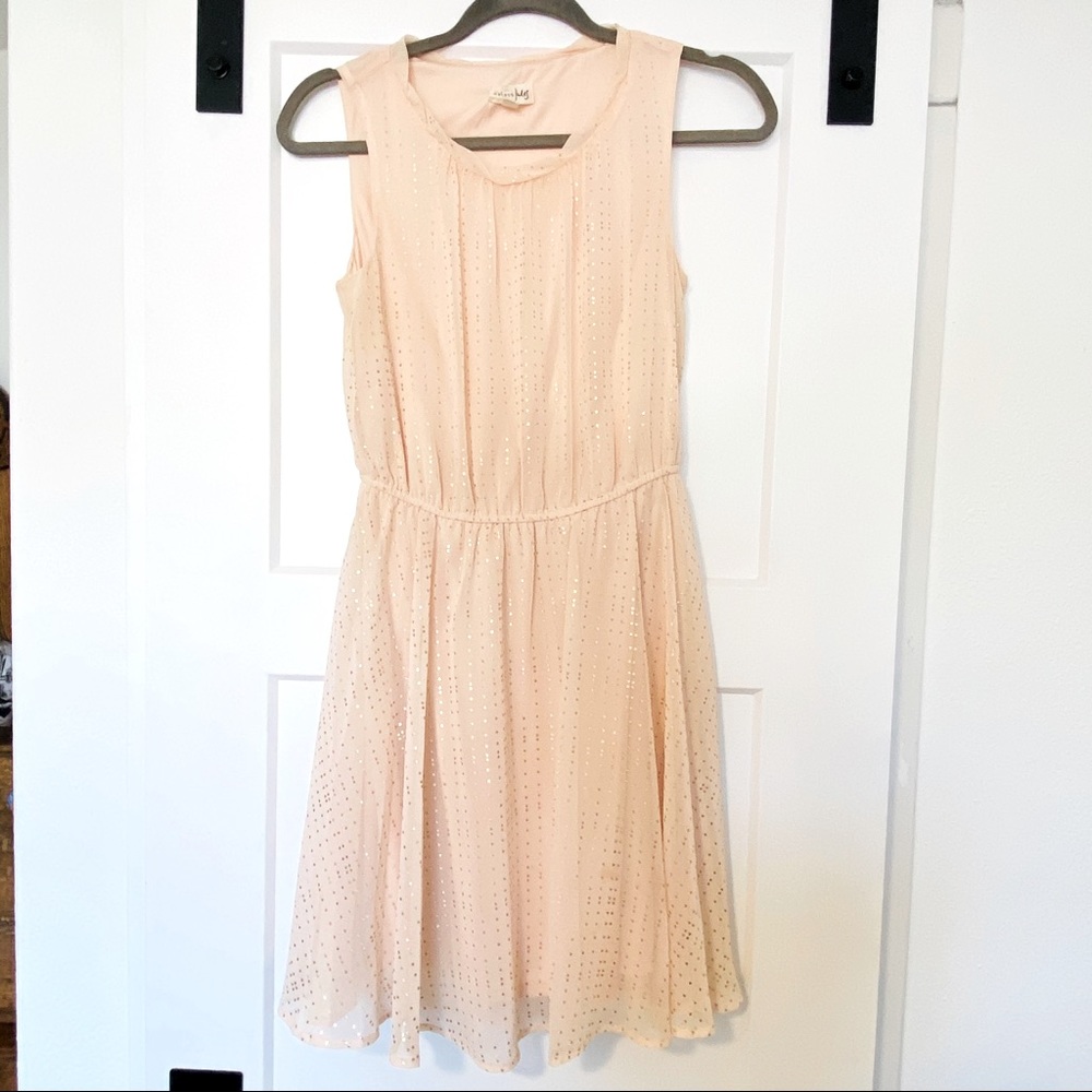 Maison Jules ballet pink and rose gold polka dot dress